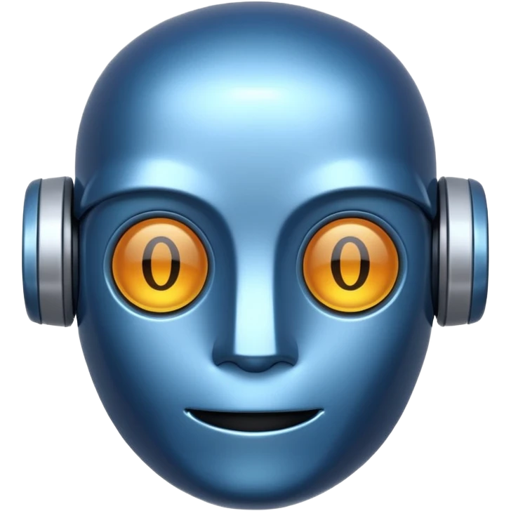 A robot head in emoji style, blue color emoji