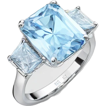 White gold Light blue 4ct radiant engagement ring  emoji