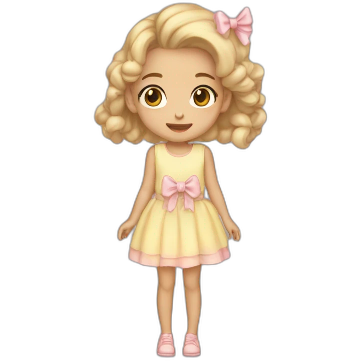 upperbody female child light skin dress bow skirtlift cute adorable sweet emoji