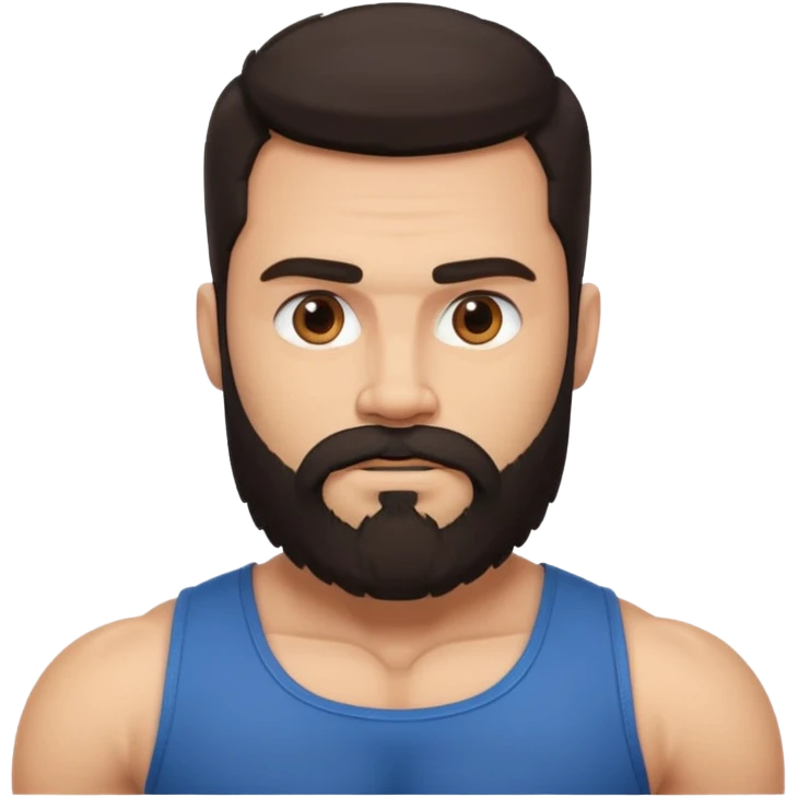 strong bearded man dark hair muscles emoji