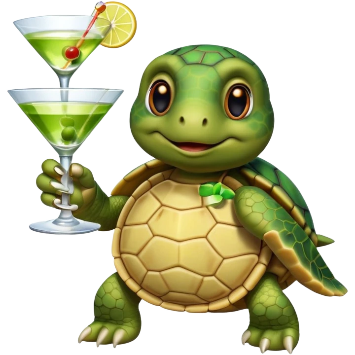 turtle wearing a watch drinking a martini emoji