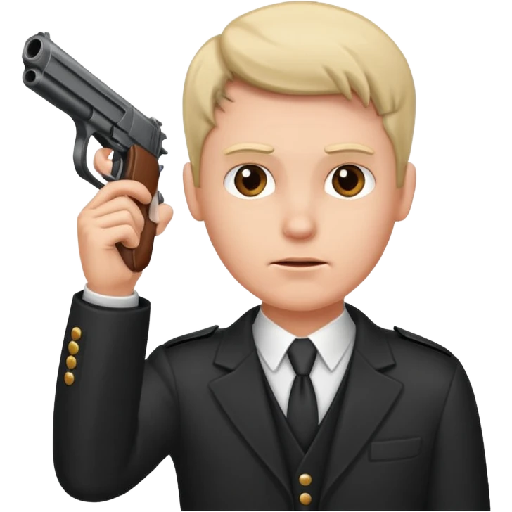 A guy pointing gun to his head emoji