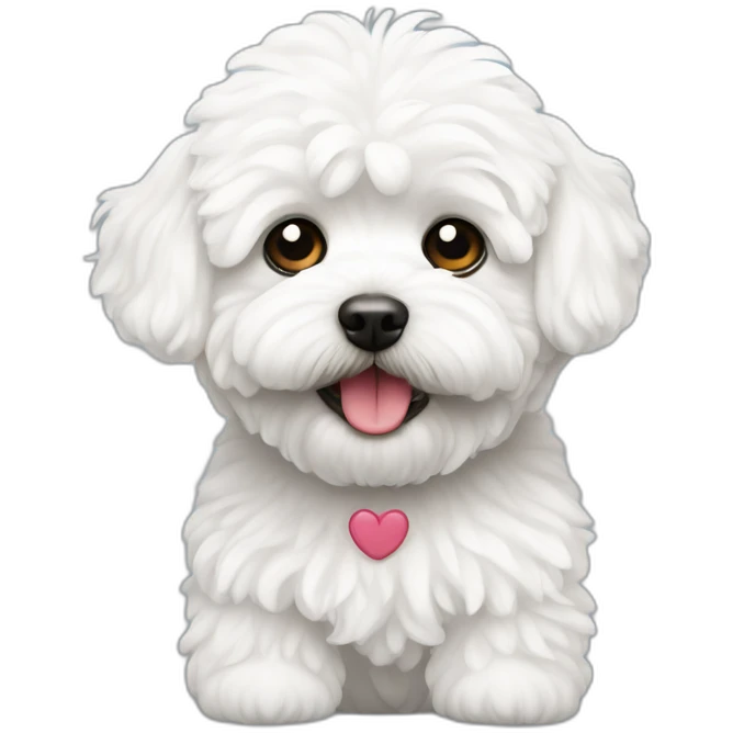 a white maltipoo with question mark icon emoji