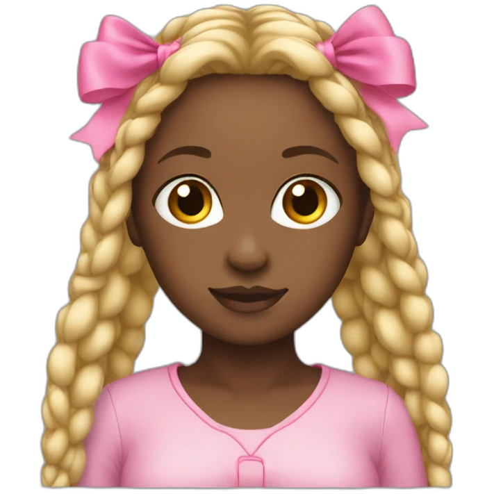 black girl with pink bow in her long blonde braids emoji emoji