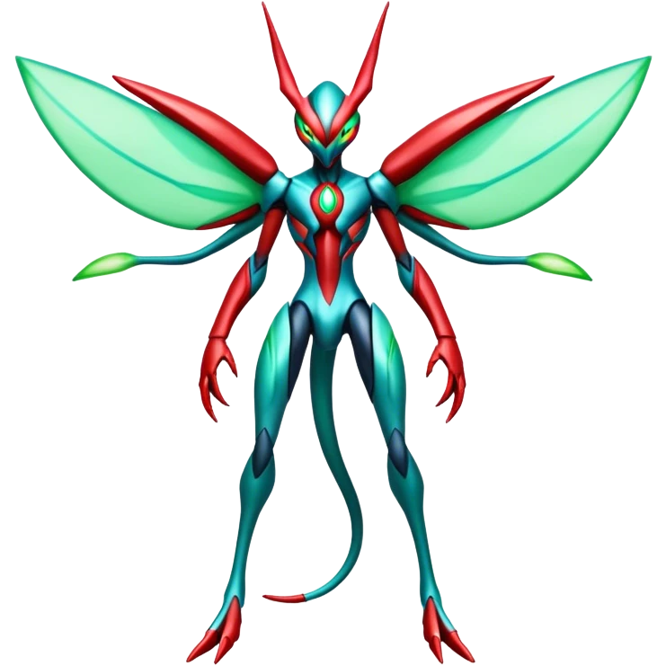  Cool Edgy Shiny Futuristic Ethereal Legendary Scizor-Deoxys-Digimon-Schyther-Flygon-hybrid full body emoji