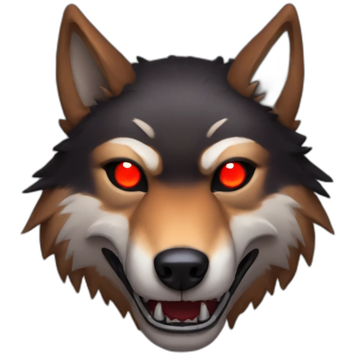 beast fangs red wolf, black glowing eyes emoji