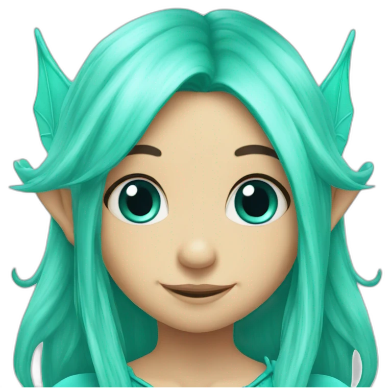 cute turquoise elf fairy with long hair emoji