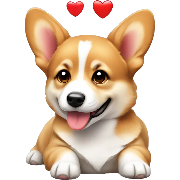corgie puppy with red Hearts around Head  emoji