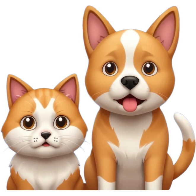 a dog and a cat hiding from fireworks emoji