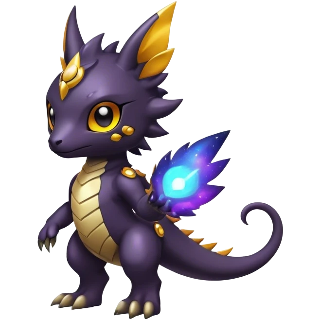 Cute cool colorful dark nebula fantasy-Fakemon-Digimon-animal-hybrid full body emoji