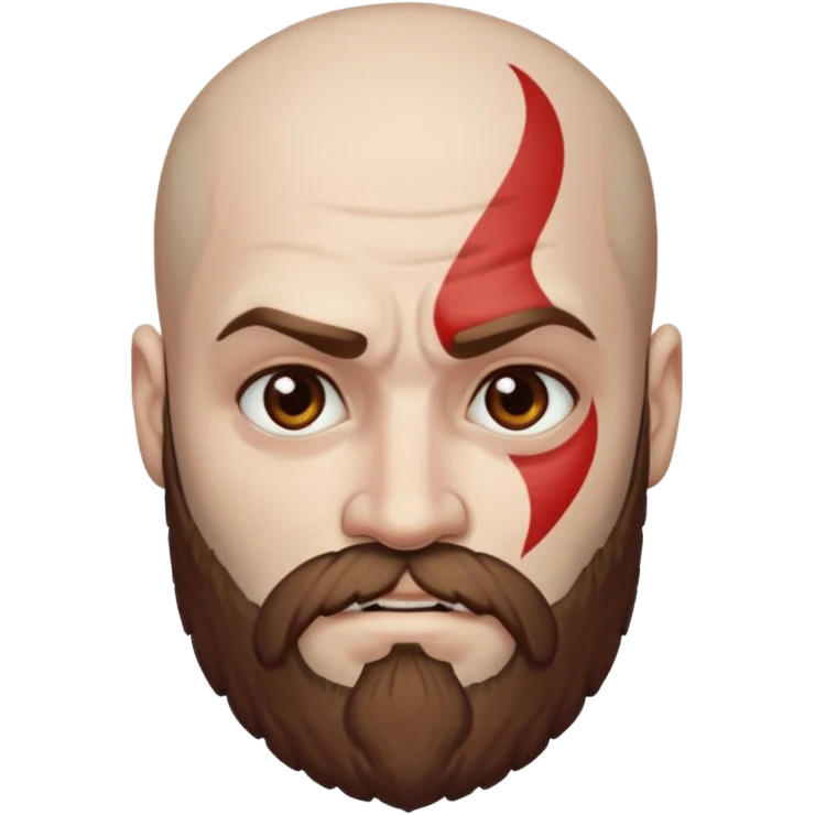 God of War Kratos (skin white, beard and eyebrow color brown) emoji