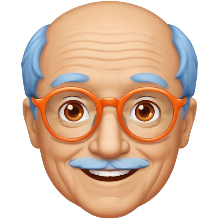 blue skinned orange glassed grandpa emoji