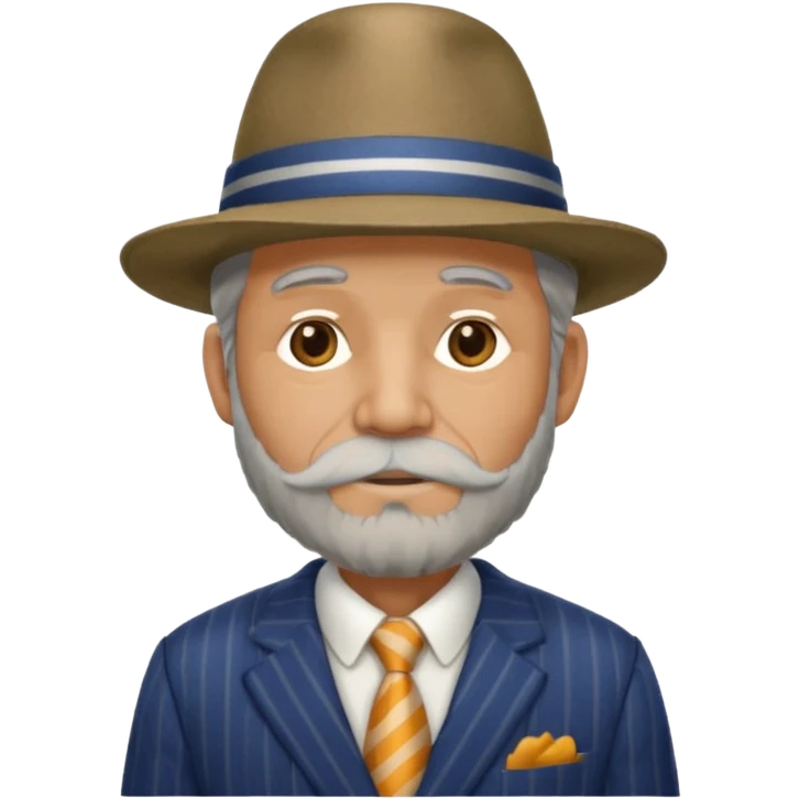 old weighted man with striped suit and felt hat emoji
