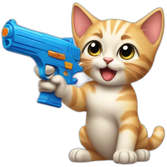 kitten pointing a waterpistol emoji