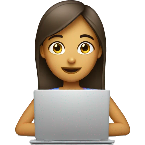 Girl doing hi design by laptop emoji