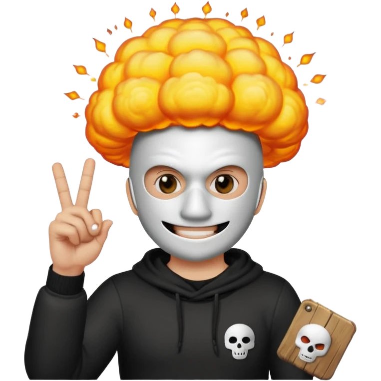 создай эмодзи грабителя, ядерного взрыва планеты и смайлик где обычный человек показывает фак emoji