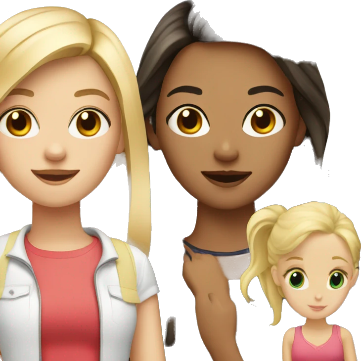 A blonde girl and brunette girl  emoji