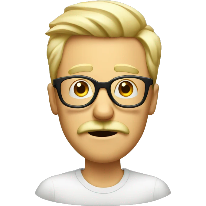very shocked man with moustache and glasses, blond emoji