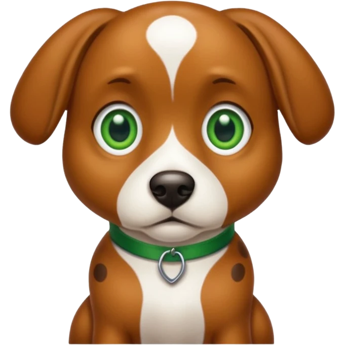Brown dog with big green eyes and white spots on chest  emoji