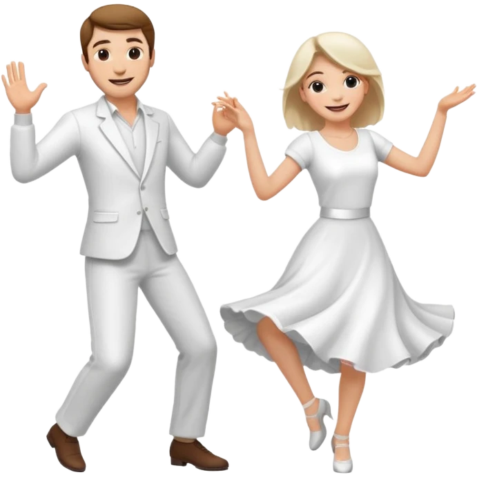 Man and woman dancing white emoji