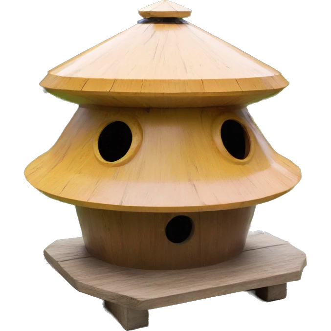 Rustic Wooden ufo spaceship birdhouse emoji