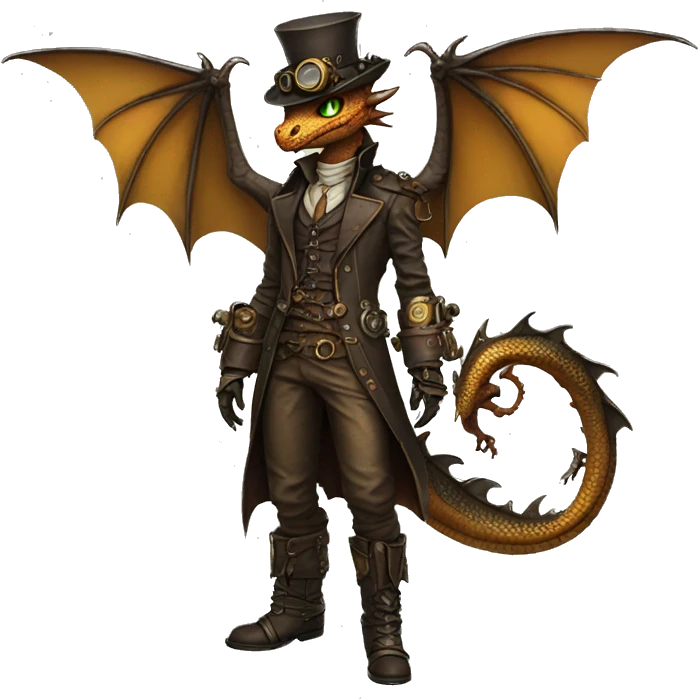 Steampunk Dragon full body emoji