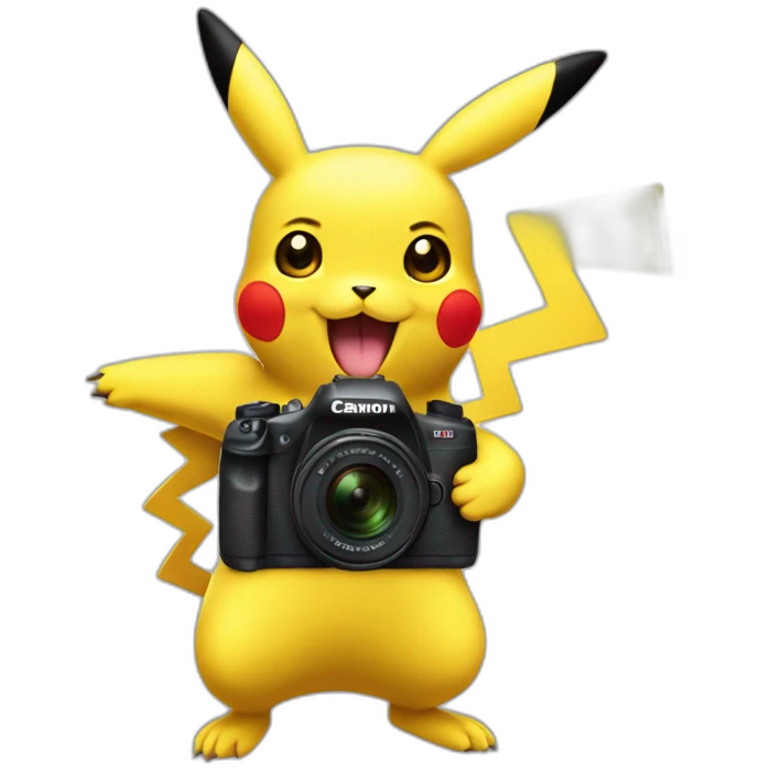 pikachu with Canon camera emoji