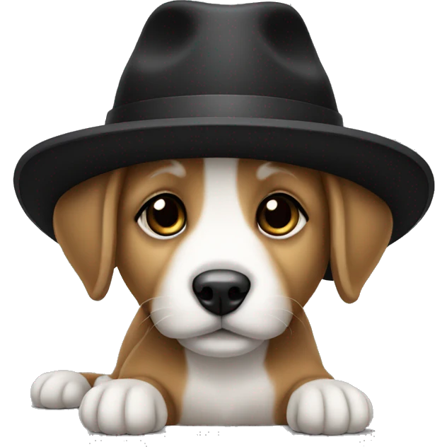Baby dog with a black hat emoji