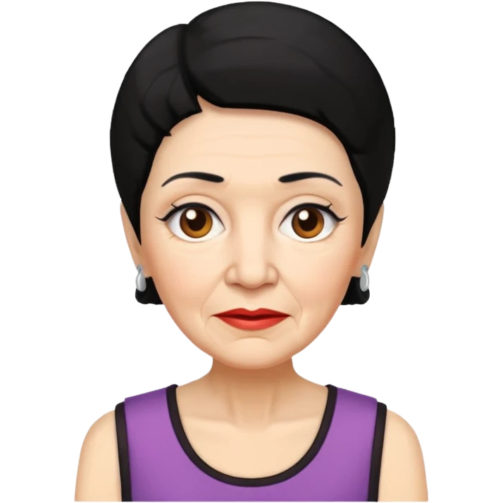 Old Women In Sleeveless, black hair, funky. emoji