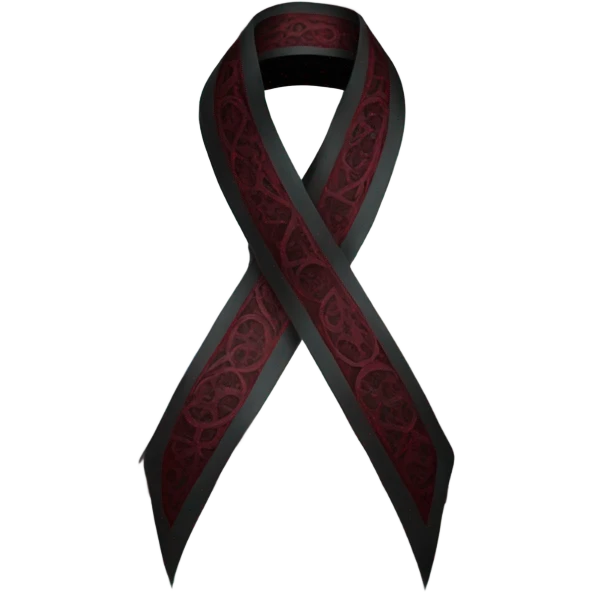 Gothic style black ribbon with burgundy red moons on the sides emoji