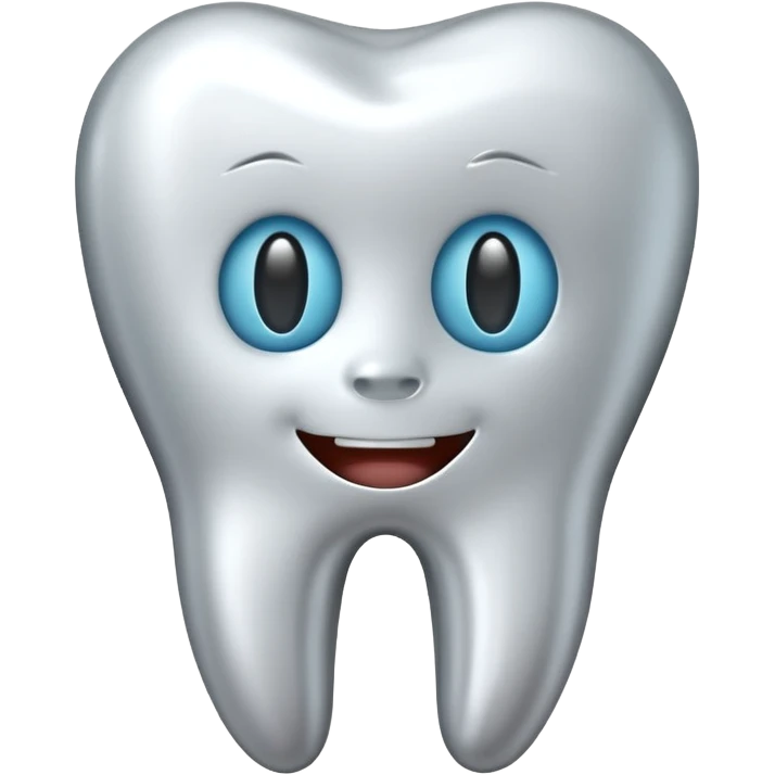 human tooth emoji, smooth chrome ceramic-metal texture, clean medical luxury aesthetic, isolated on white, no face emoji