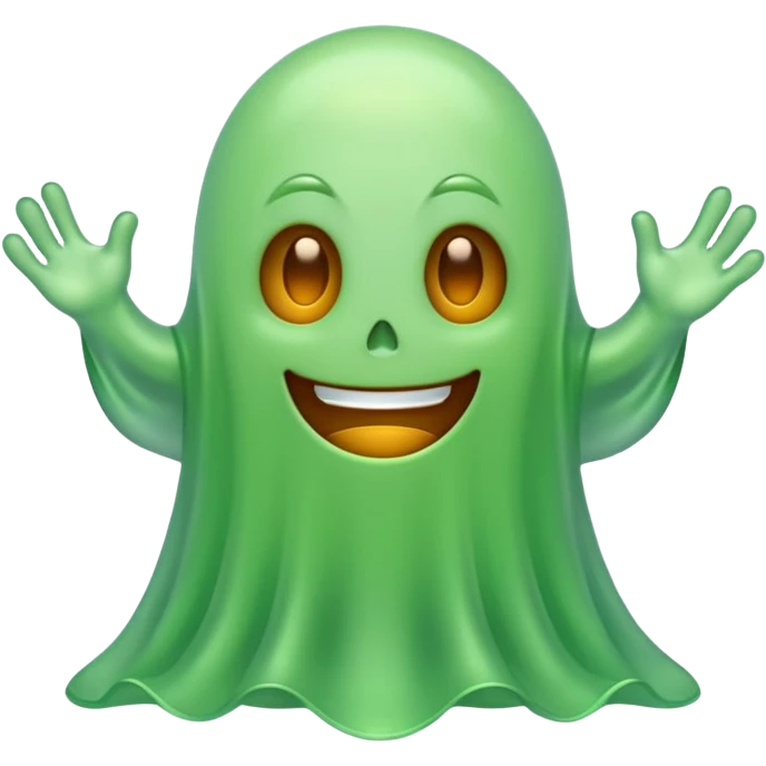 cartoon green ghost with a wavy bottom emoji