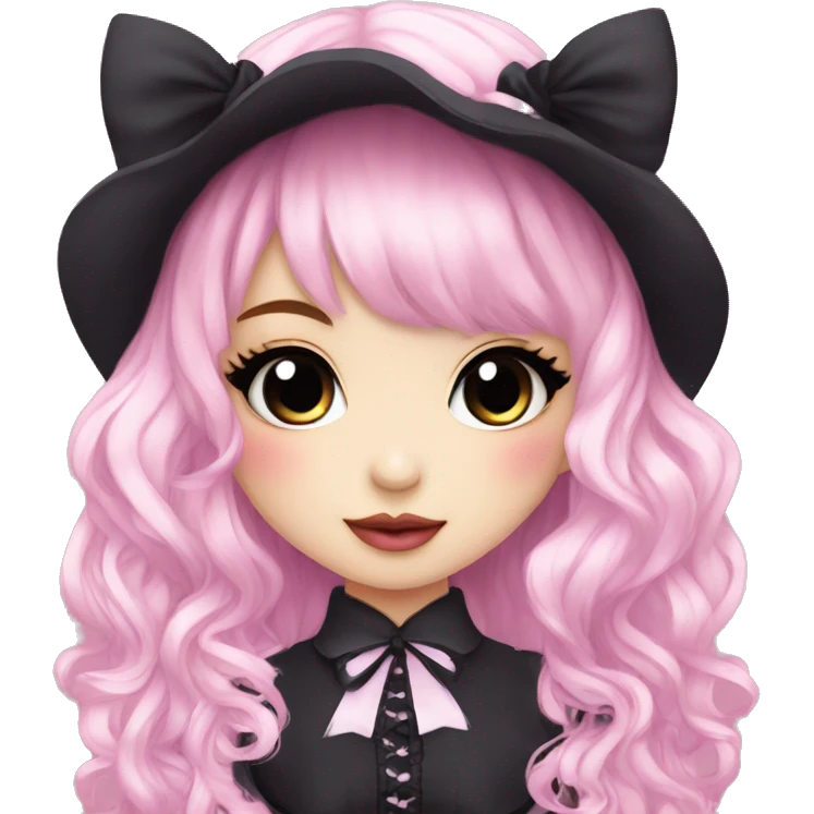 Cute Blushing Kawaii Petite Lolita Gothic Emo Lady emoji