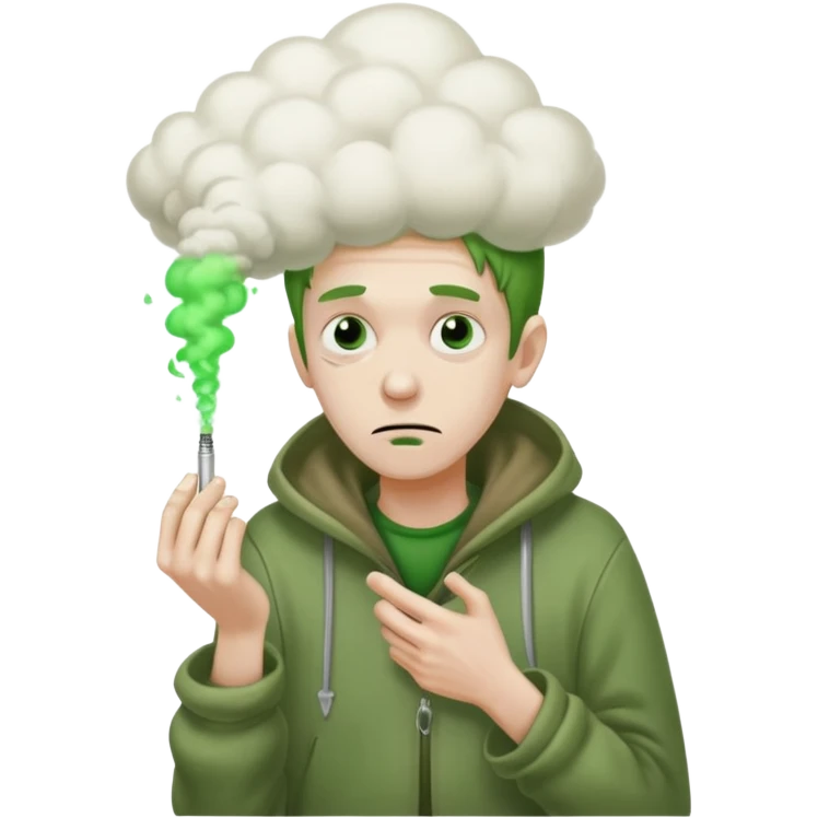 naked homeless crack addict with a heroin needle and a giant green fart cloud emoji