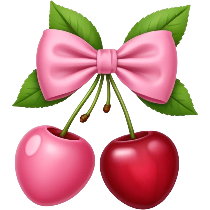 baby pink cherries with bow emoji
