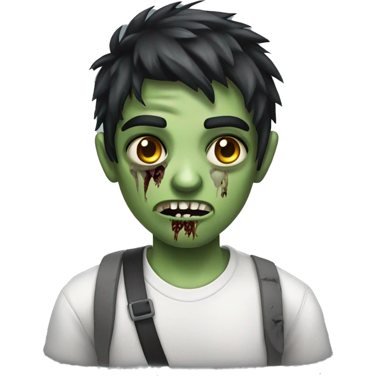 teen boy zombie with dark hair and white shirt emoji
