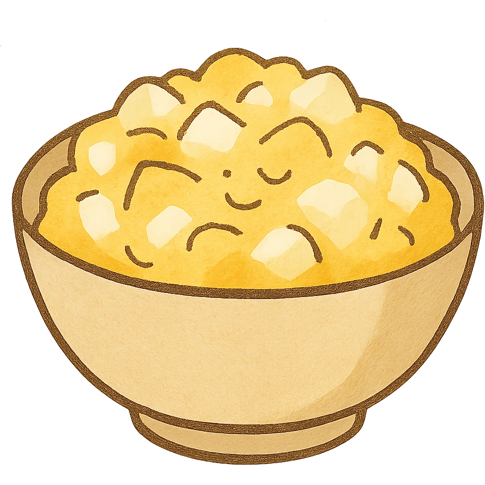 egg salad served in a bowl, yellow and white colors, clean presentation, minimalist style emoji