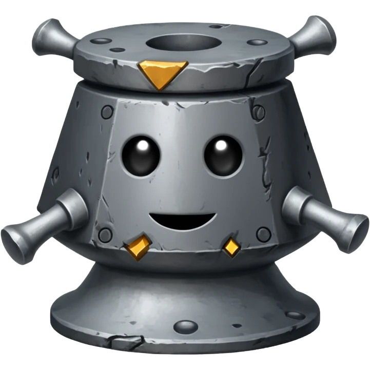 Iron anvil with poker face emoji