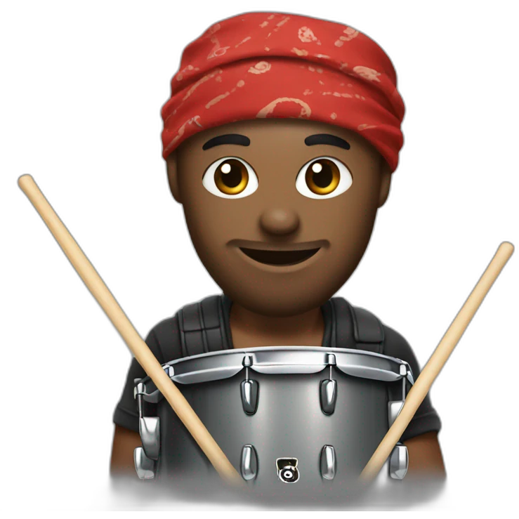 drummer with a bandana on his mouth emoji