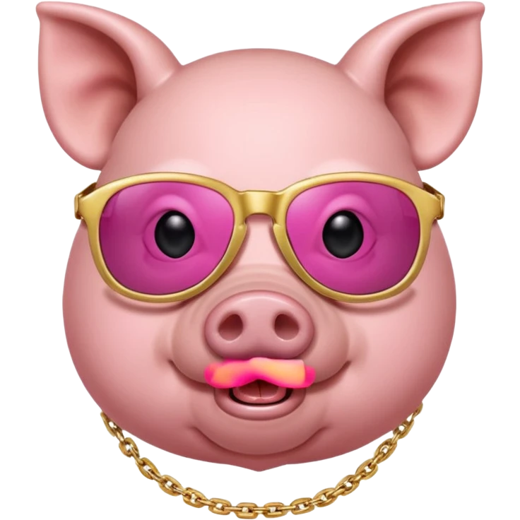 Pig wearing a chain and sunglasses emoji