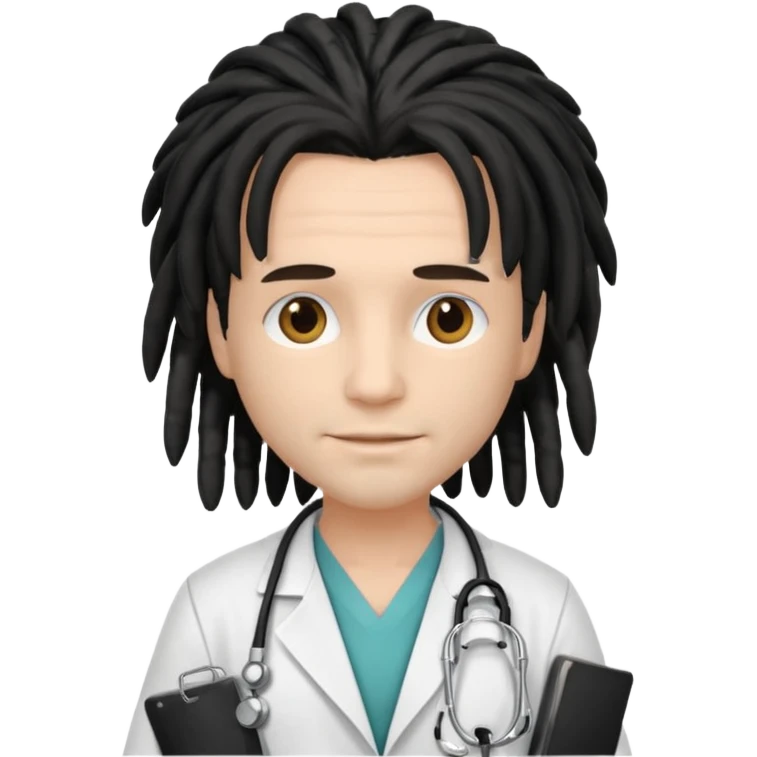 white doctor with black dreadlock emoji