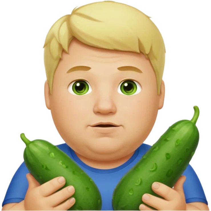 make a cucumber gamer, blonde and fat, male. show cucumbers emoji