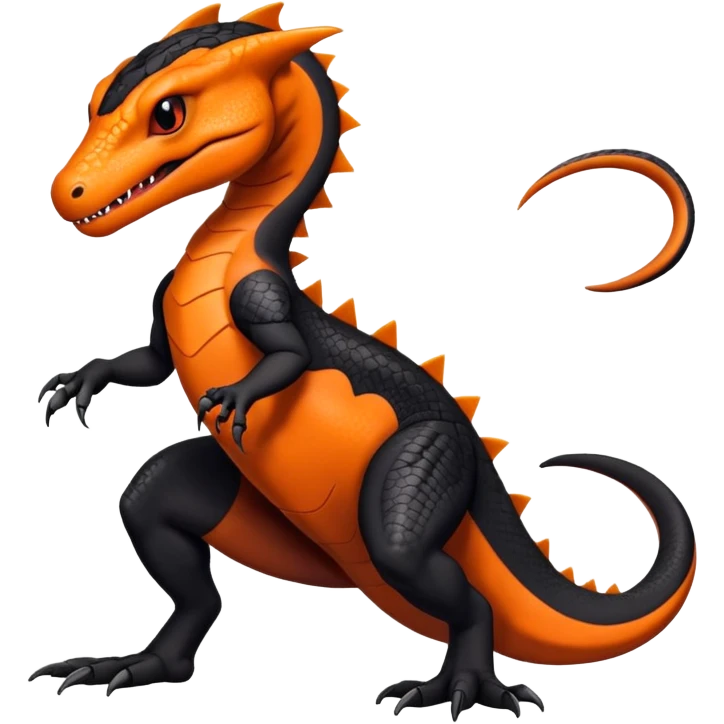 Black an Orange Salandit-Salazzle-Draco-Drakeon-Tyrunt-Fakémon-creature-hybrid emoji