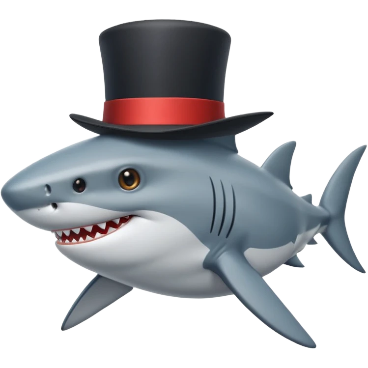 Shark with a top hat emoji