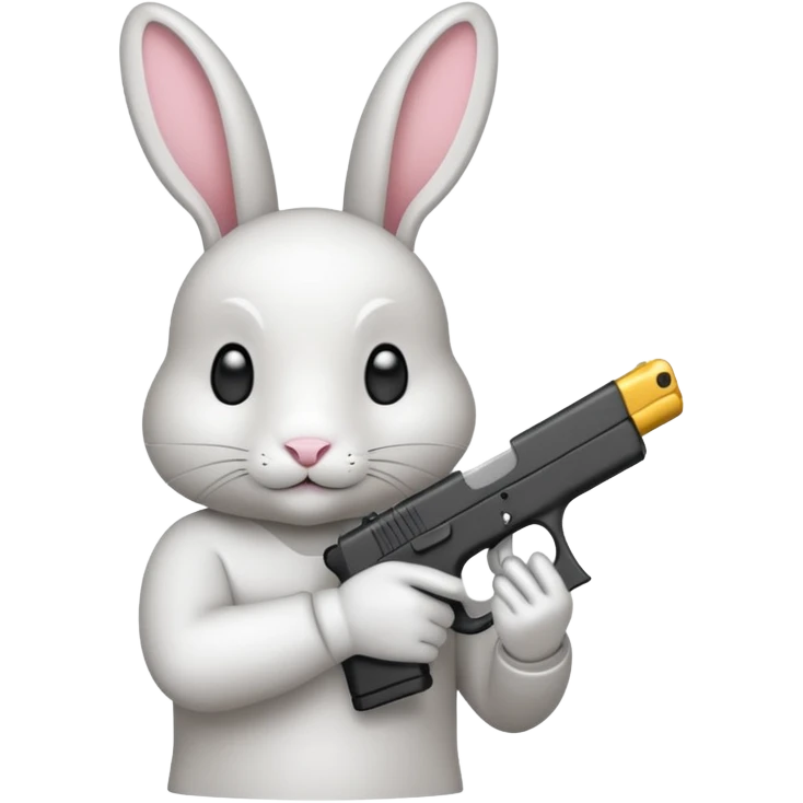 Crea un emoji de un conejo sosteniendo una glok realista de iPhone  emoji