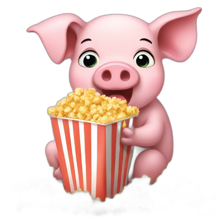 Pig eating popcorn emoji
