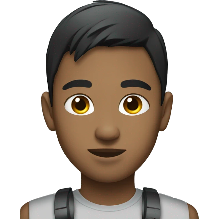young person with short black hairs and headset emoji