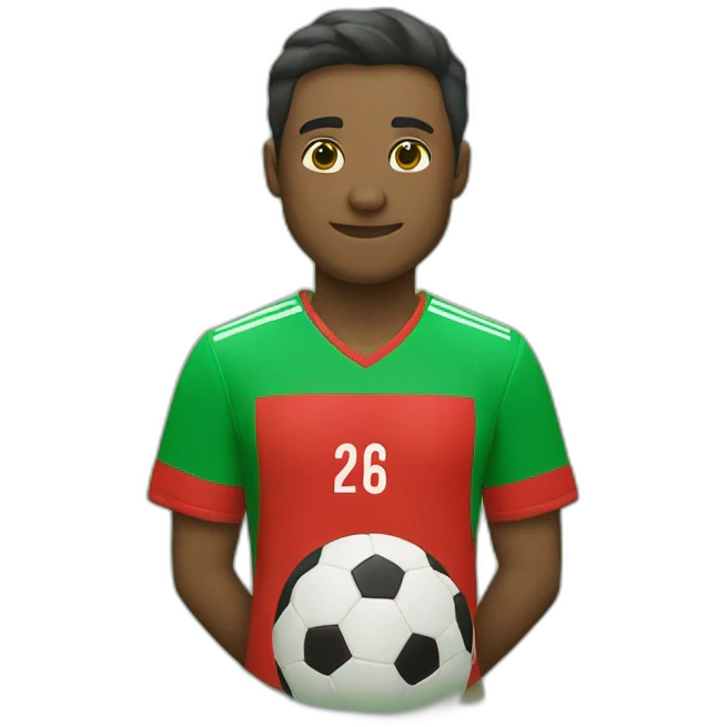 camiseta futbol fondo verde y rayas rojas emoji