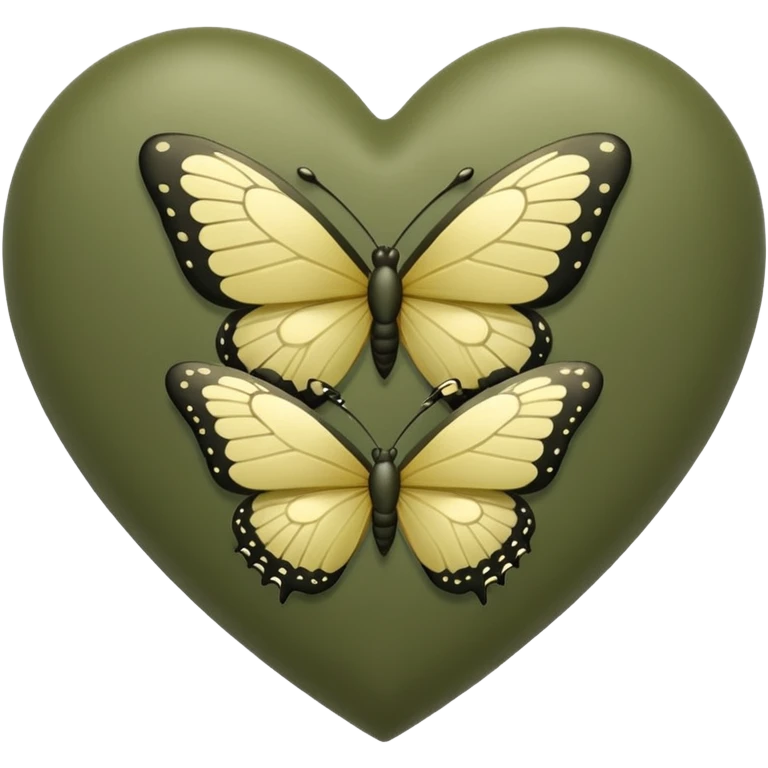 Khaki green heart with butterflies  emoji