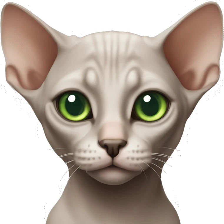 A sphinx cat with green eyes  emoji